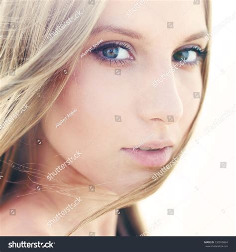 Face Of A Beautiful Girl With Perfect Skin Closeup Stock