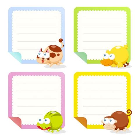 Cute Animal Note Papers Collection Stock Vector Image By ©kchungtw