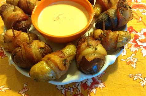 Bacon Wrapped Potatoes With Sriracha Sauce For Clue Bacon Wrapped Potatoes Bacon Wrapped
