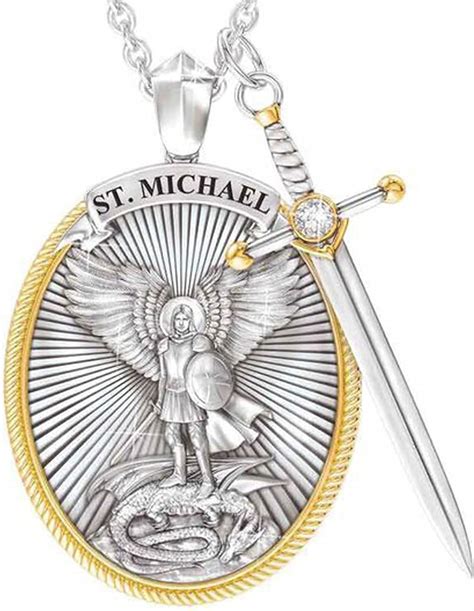 Archangel St Michael Catholic Patron Steel Pendant Necklace Jewelry