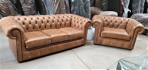 Chesterfield 3 1 5 Cracked Tan Moy Antiques