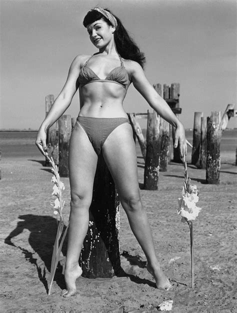 60s Pinup Bettie Page Bikini On Beach With Boardwalk Pilings 8 X 10
