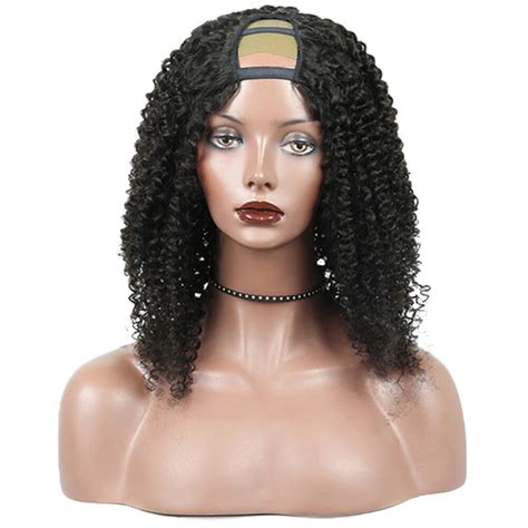 Glueless Brazilian U Part Human Hair Wigs 4b 4c Afro Kinky Curly Wigs
