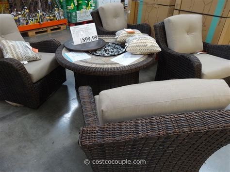 It comes with a plate to cover the burner unit, meaning you can use the entire lounge table to place food and drinks on. Fire Pit Table Set Costco | Costco patio furniture ...