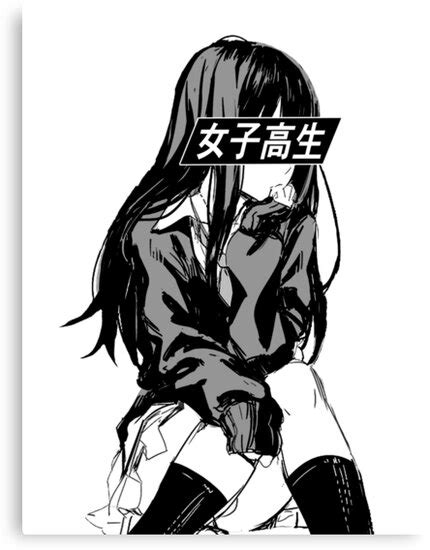 Schoolgirl Black And White Sad Anime Japanese