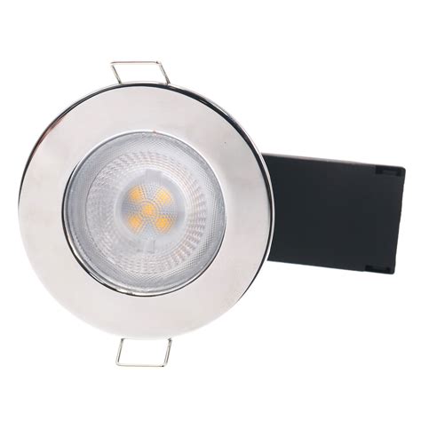 5w Led Fixed Ip65 Dimmable Fixed Fire Rated Chrome Finish 3000k