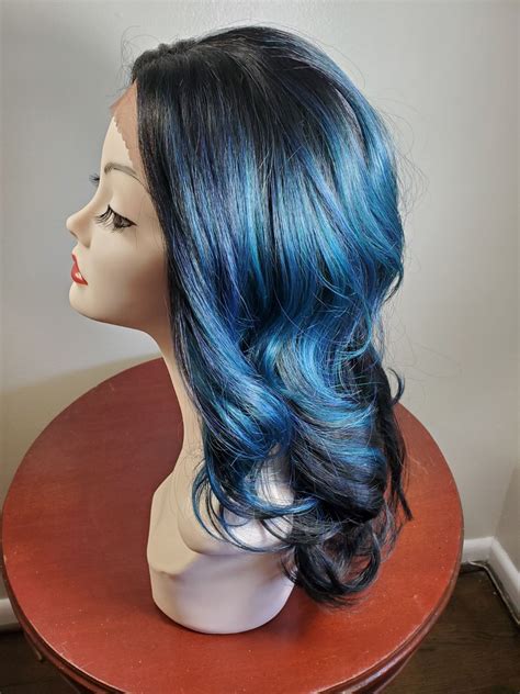 Beautiful Never Used Premium Synthetic Wig Blue And Black Lace