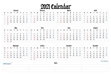 2021 Calendar With Week Numbers Printable 21ytw166