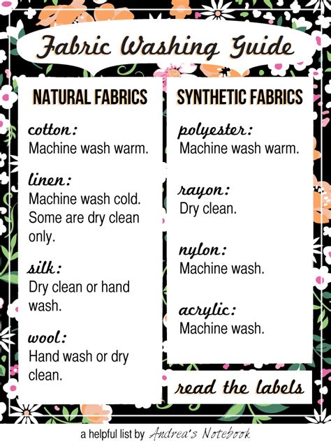 Fabric Washing Guide Andreas Notebook