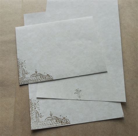 Parchment Paper Stationery Set Writing Paper Hand Stamped