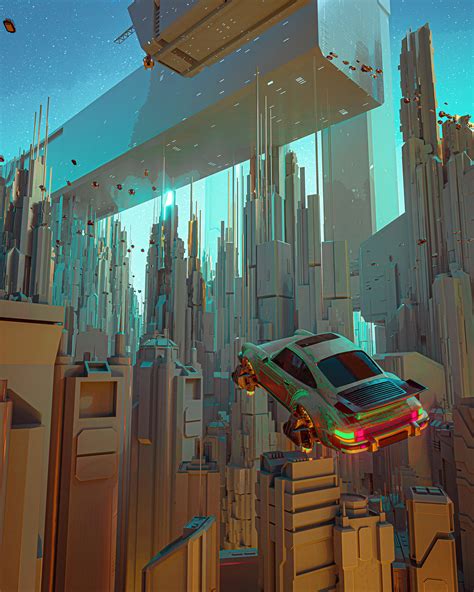 Science Fiction Artwork Cityscape Futuristic City Car Vehicle Cgi
