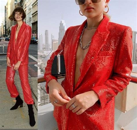 Red Sequin Layer Pant Suit Designer Woman Shiny Suit Jacket Etsy