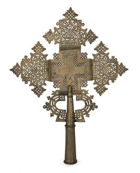 Ethiopian Orthodox Bronze Processional Cross 19th20th Century