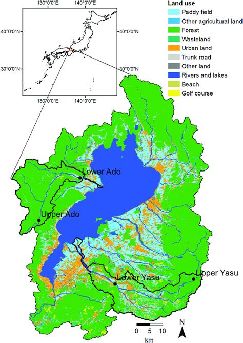 Land Use Map Of The Lake Biwa Catchment With Sampling Locations