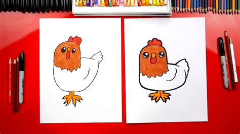 Make the top of the back leg a bit wider than the bottom. How To Draw A Cartoon Chicken - Art For Kids Hub