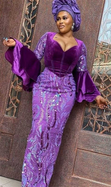 Trendy Lace And Suede Velvet Combination Styles For Stylish Ladies Stylish Naija
