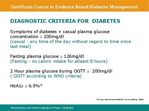 Clinical Presentation And Diagnosis Of Type 2 Diabetes