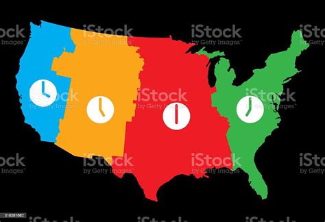 Usa Time Zones Map Stock Vector Art And More Images Of Blue 518381682