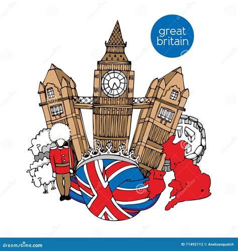Great Britain Vector Hand Drawn Illustration Stock Vector