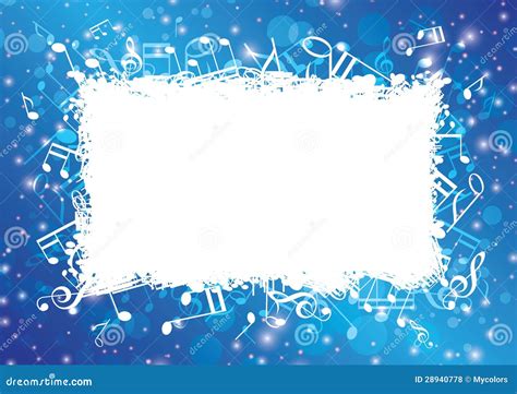 Blue Abstract Musical Background With Notes Stock Vector Illustration