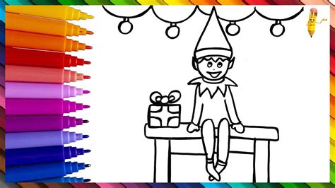 How To Draw And Color An Elf On The Shelf Step By Step Drawings Christmas Drawing An Elf