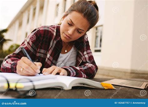 College Girl Studying At Campus Stock Image Image Of Female People