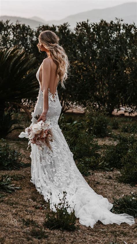 galia lahav low back 3d floral lace mermaid wedding dress in 2020 chic wedding gown lace