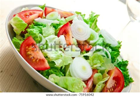 Fresh Lettuce Tomato Salad On Bowl Stock Photo 75916042 Shutterstock