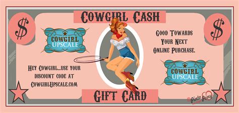 Cowgirl Cash T Certificate Cowgirl Upscale
