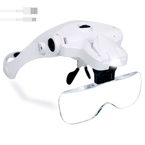 hands free headband magnifying glass usb charging head magnifier with led light jewelry craft