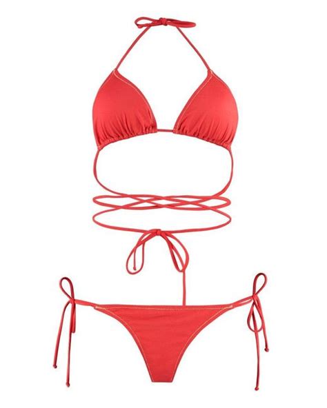 Reina Olga Synthetic Miami Halterneck Bikini Set In Red Lyst