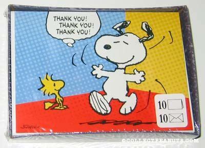 Snoopy birthday clip art so kute | birthday cakes with name and best wishes. Peanuts Thank You Cards | CollectPeanuts.com