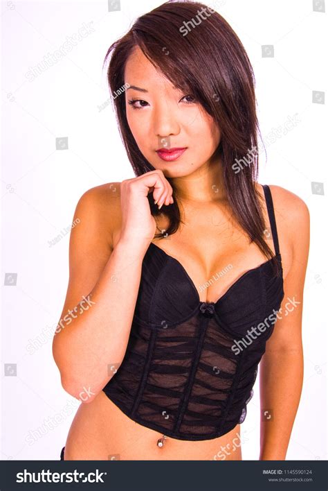 Sexy Asian Woman Wearing Black Lingerie Foto Stock 1145590124 Shutterstock