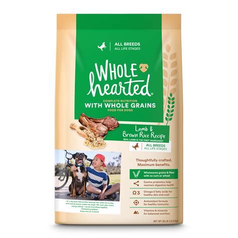 Wholehearted manufactures roughly 66 different dog food products. WholeHearted Lamb & Brown Rice Recipe with Whole Grains ...