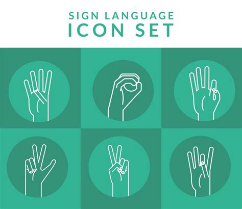Hand Sign Language Alphabet Line Style Collection Of Icons Vector Design 2722668 Vector Art At