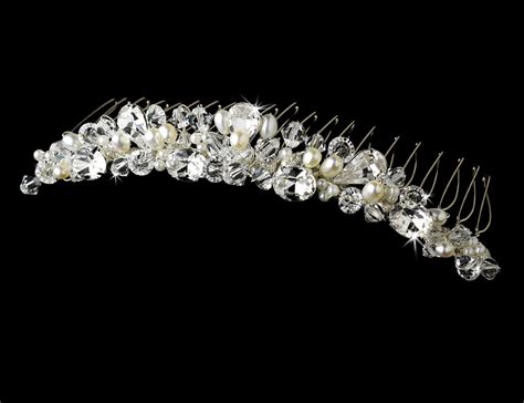 Beautiful Freshwater Pearl And Swarovski Crystal Bridal Comb Elegant