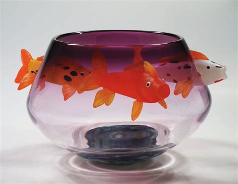 Koi Bowl By David Leppla Purple Art Glass Bowl Glass Art Pictures
