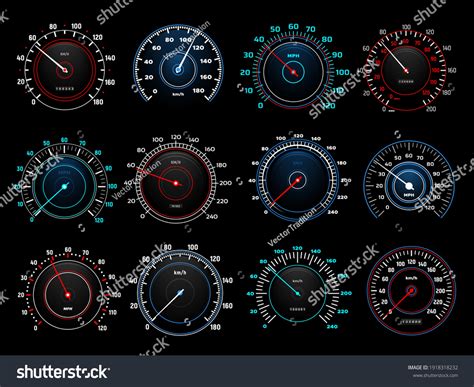 Car Dashboard Speedometer Round Indicators Glowing Stock Vector Royalty Free 1918318232