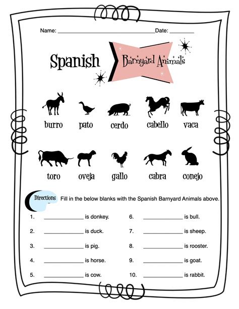 Spanish Barnyard Animals Worksheet Packet Made By Teachers