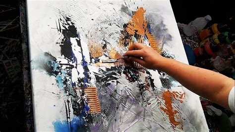 Abstract Painting Demonstration In Acrylics Modelling Paste Brush