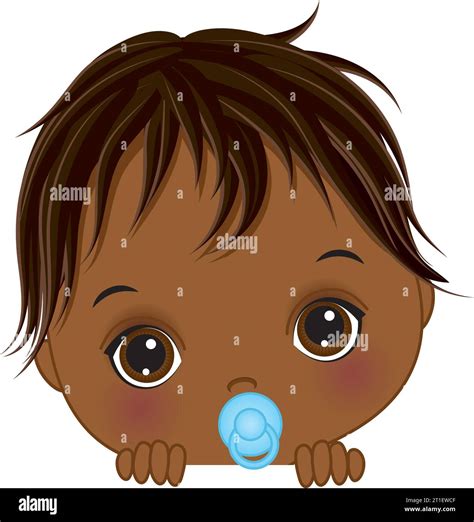 Cute African American Baby Boy Playing Peekaboo Vector Peek A Boo