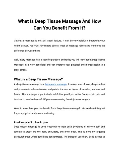 Ppt What Is Deep Tissue Massage And How Can You Benefit From It Powerpoint Presentation Id