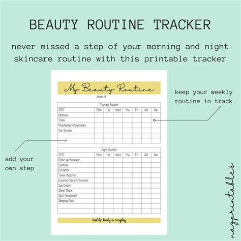 Printable Beauty Routine Beauty Tracker Skincare Tracker Skincare