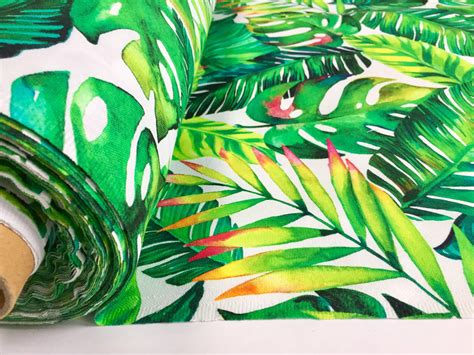 Banana Tropical Palm Leaves Botanical Green Leaf Print Cotton Fabric