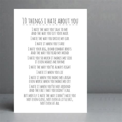 10 Things I Hate About You Print Movie Quote Typography Etsy