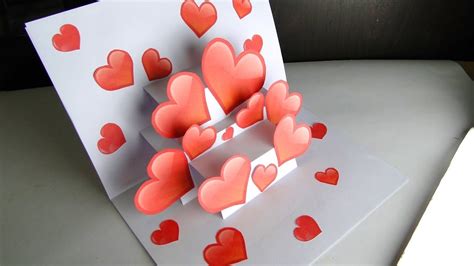 Diy 3d Pop Up Card Handmade Heart Card For Valentines Day Youtube