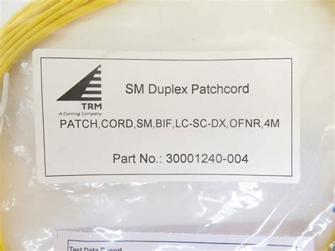 Trm Corning 30001239 004 Sm Duplex Cord Sm Bif Lc Sc Dx Ofnr 4m Ebay