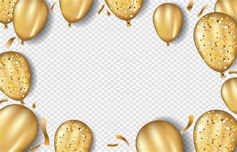 Glitter Gold Balloons Frame Template Vector Premium Download