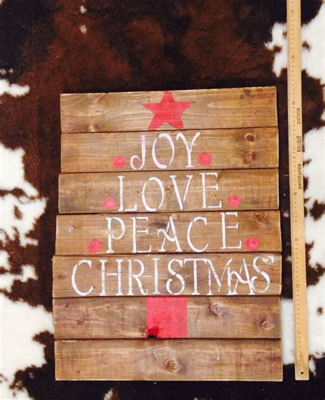 24inx22in Large Joy Love Peace Christmas Tree Pallet Sign 65cm X 55
