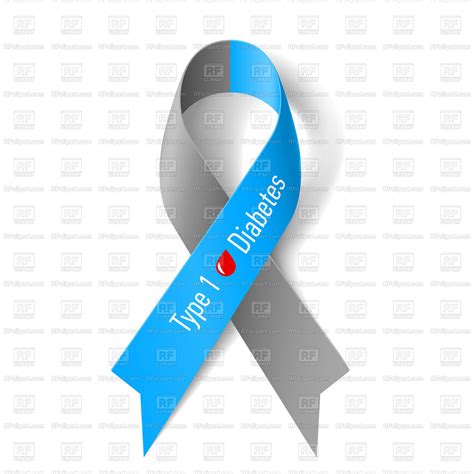 Grey And Blue Ribbon Diabetes Type 1 Symbol Vector Stock Image Of
